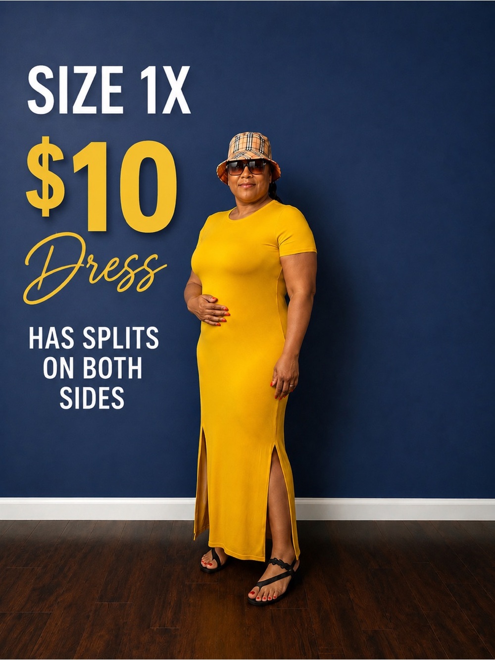 Women's Split-Side Maxi Dress in Mustard Yellow